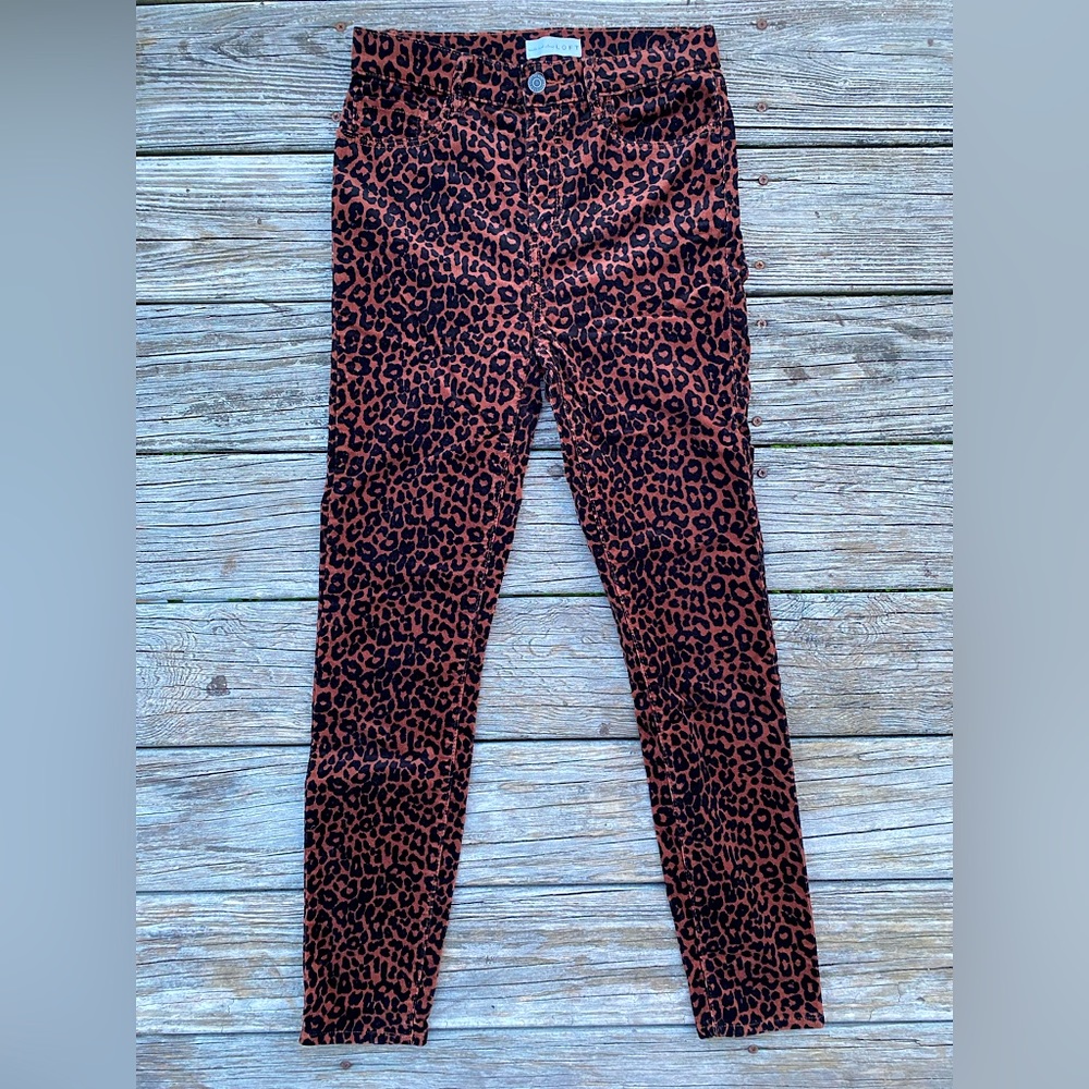 LOFT Leopard Animal Print High Waisted Skinny Corduroy Pants